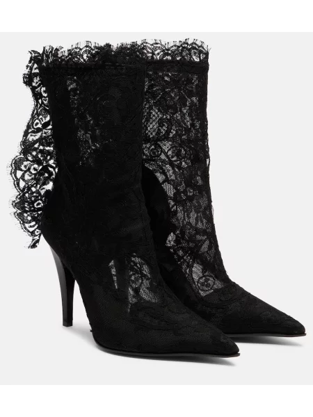 Cizme scurte Mcqueen din dantelă negru
