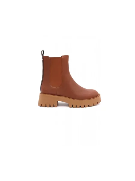 Botki Michael Kors skórzane bez obcasa brązowe