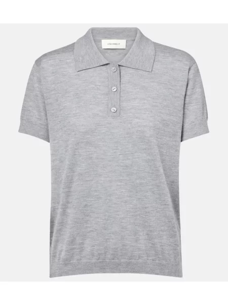 Polo majica Lisa Yang od kašmira siva