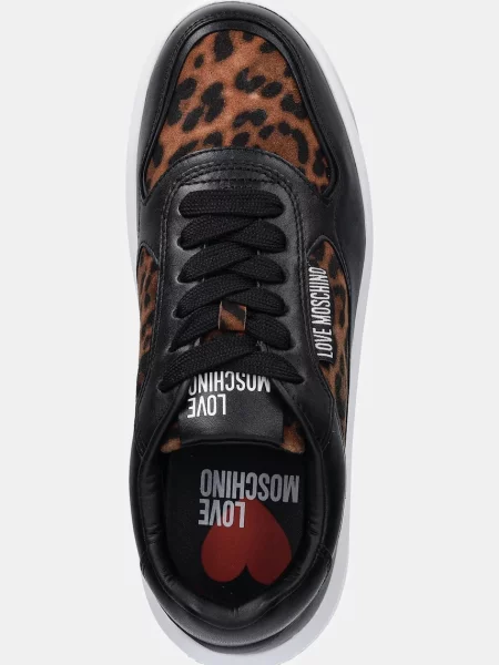 Кожаные кроссовки Love Moschino черные