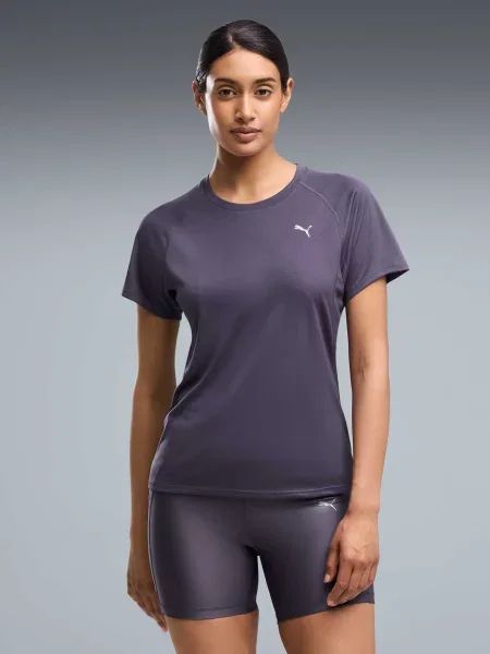 Спортивна футболка PUMA Run Velocity Tee W poly комбінований верх сірий