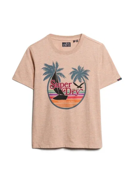 Superdry Tricou albastru / roz / roz închis negru