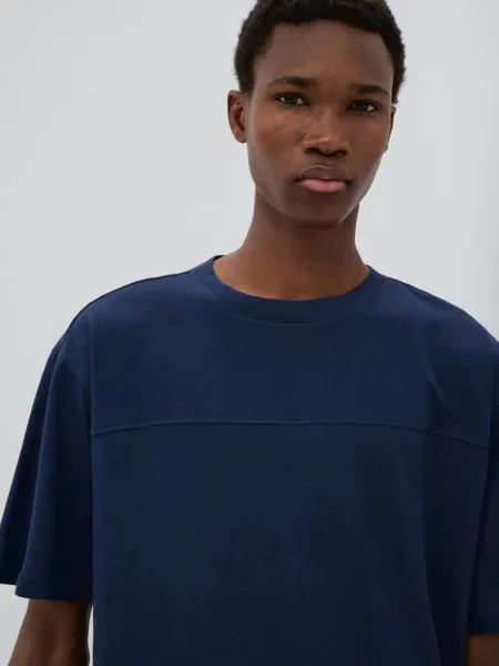 Koszulka z przeszyciami Teen S MANGO TEEN granatowy