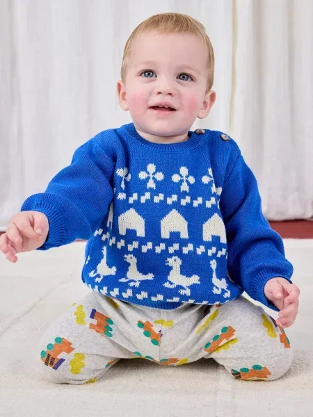 Bobo Choses Dětský svetr Farm jaquard modrý