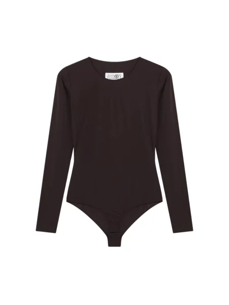 Koszulka Mm6 Maison Margiela z dżerseju brązowa