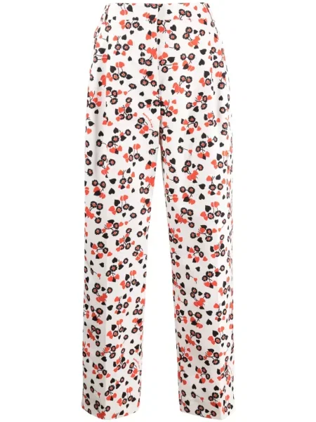 Pantaloni Moschino cu model floral cu imagine alb