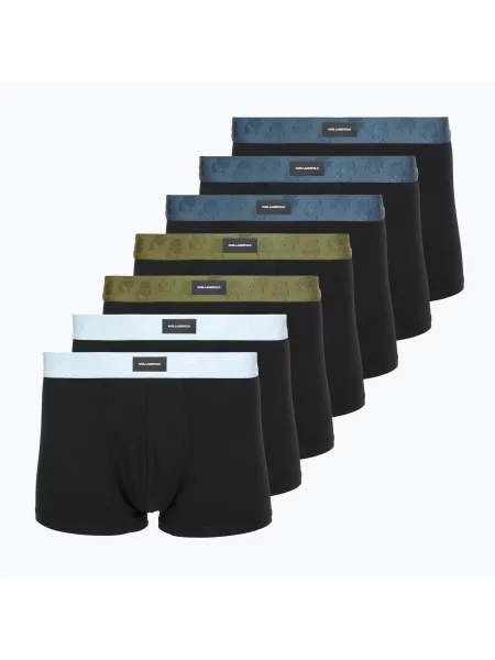 Boxeri pentru bărbați KARL LAGERFELD Kameo Logo Trunk 7 perechi midnight/clear sky/olive kaki