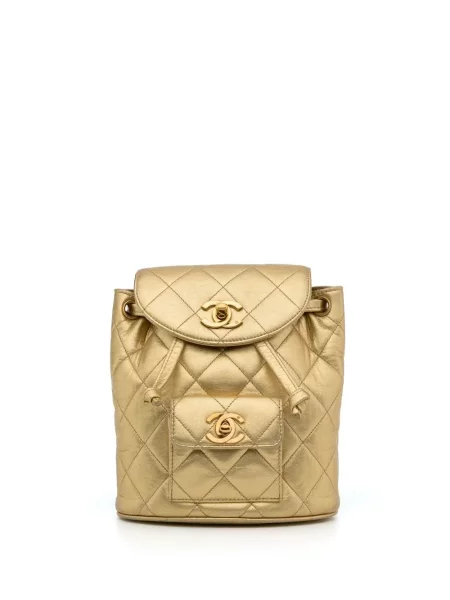 Prošívaný diamant batoh Chanel Pre-owned zlatý
