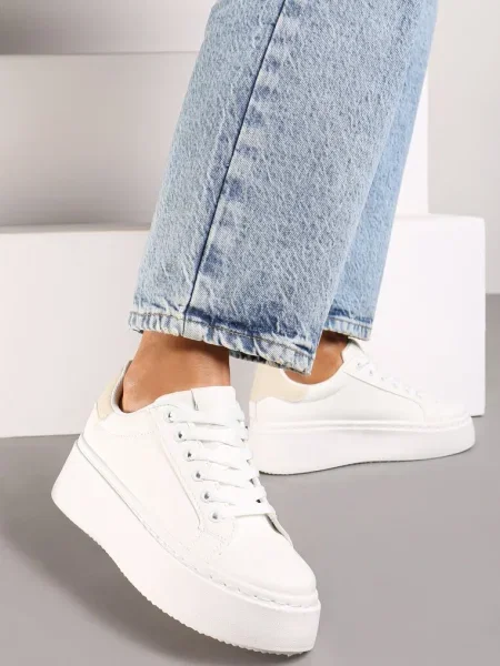 Sneakers Tiaeliana cu bej alb