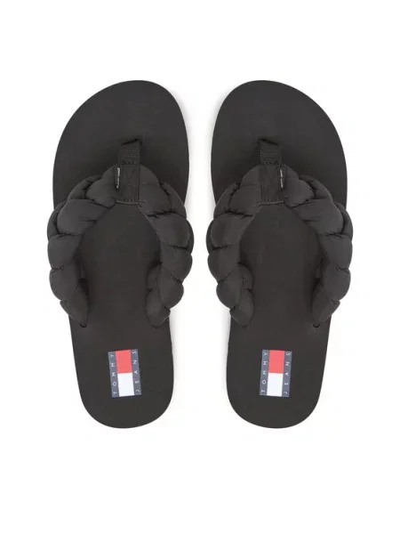 Stringi Tommy Jeans plecione czarne