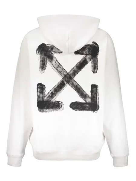 Hanorac cu glugă Off-white cu imagine alb