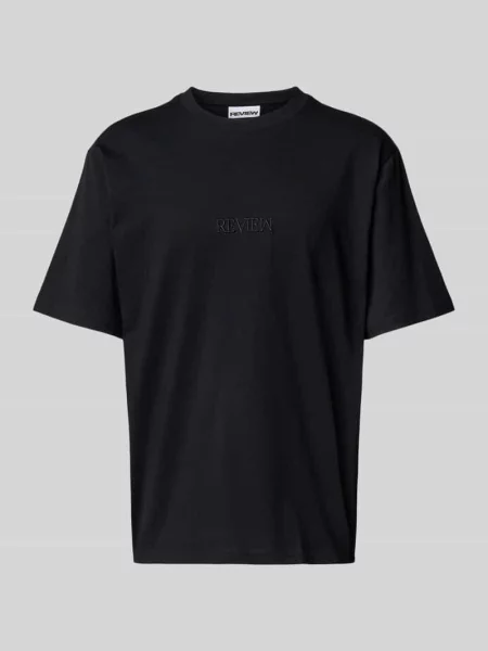 T-shirt z wyhaftowanym logo Review czarna