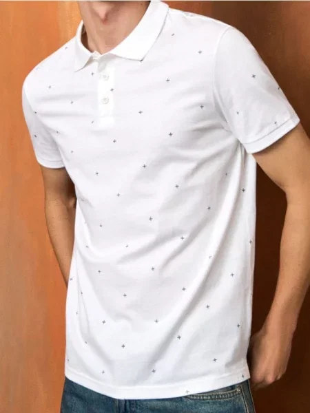 Sinsay Koszulka polo ze wzorem biały