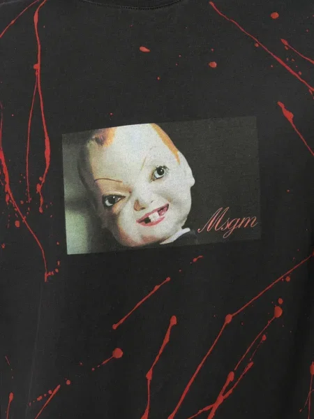 Тениска Msgm с принт черно