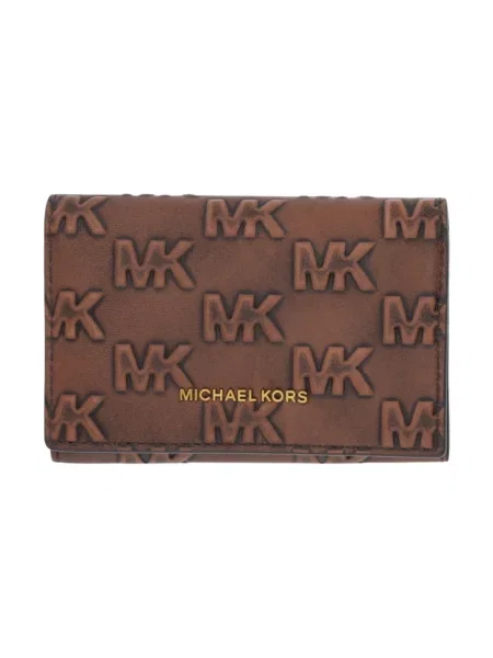 Portfel Michael Kors skórzany z logo brązowy