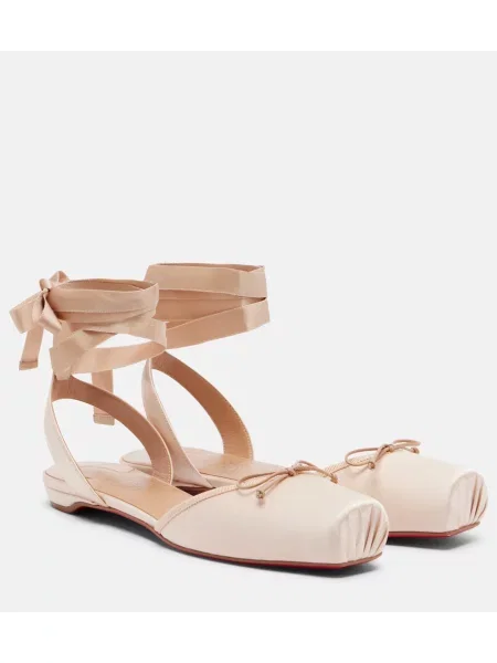 Balerini Christian Louboutin din satin roz