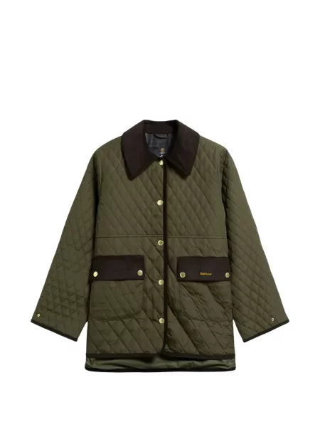 Manšestrová s límcem prošívaný bunda Barbour zelená
