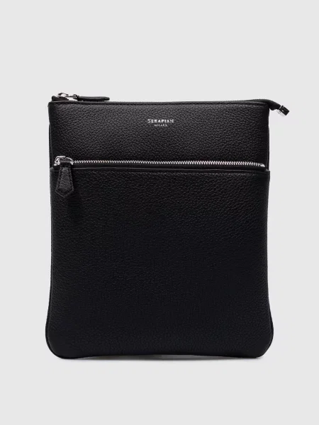 Кожаная сумка Serapian с принтом черная