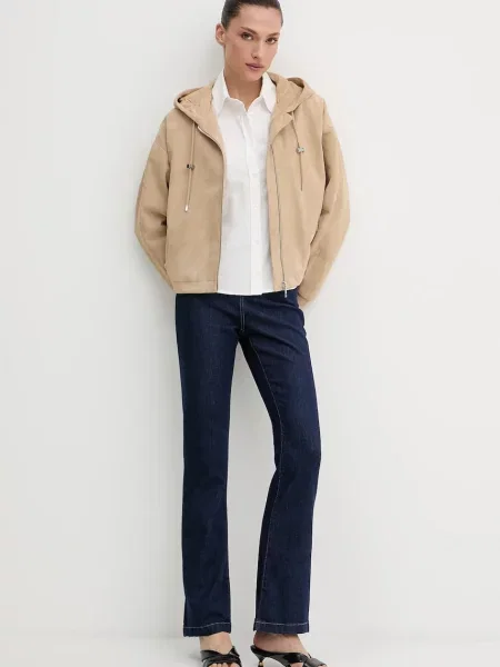 Замшевая демисезонная куртка Boss бежевая