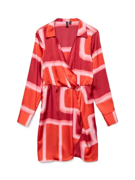 VERO MODA Šaty VMREBA SILBA pastelově růžová / bordó / ohnivá červená