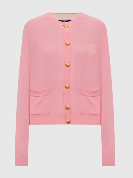 Кардиган з шовком Balmain рожевий