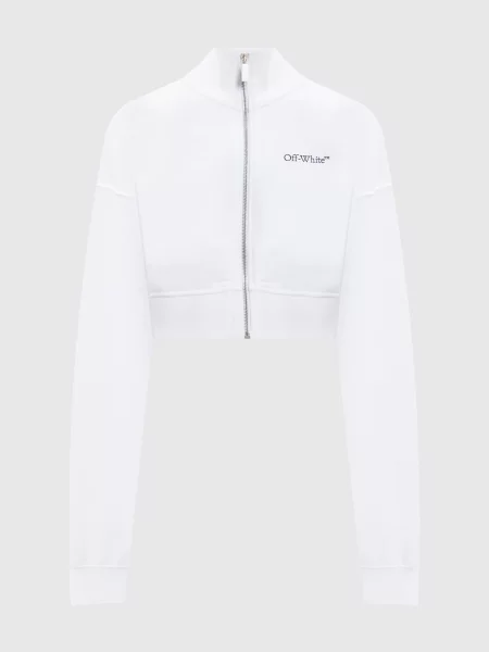 Укорочена спортивна кофта з квітковим принтом емблеми Off-white біла