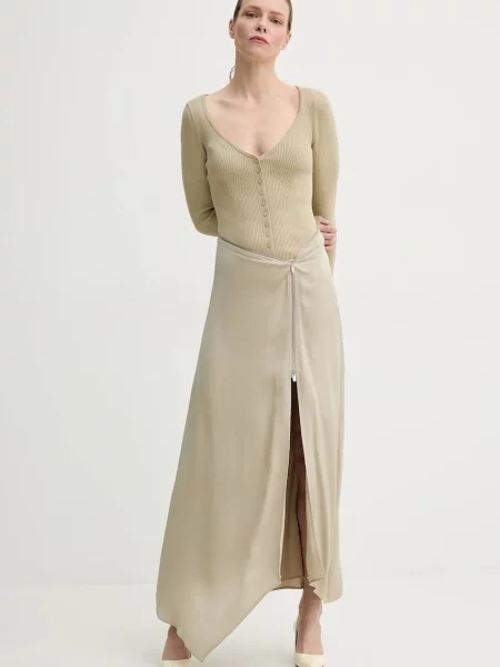 Спідниця Nanushka ZELLA maxi розкльошена бежевий