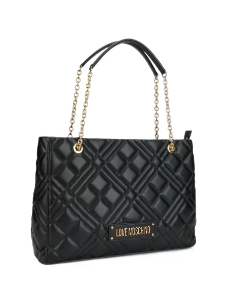 Prošiven shopper torbica Love Moschino s autogramom crna