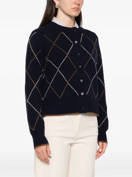 Cardigan Moismont cu model argyle albastru