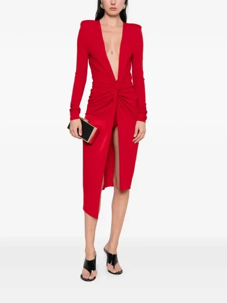 Rochie midi Alexandre Vauthier cu decolteu în V roșu