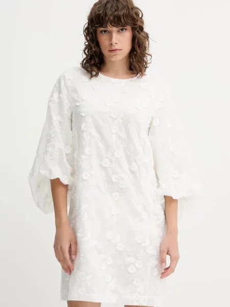 MUNTHE rochie PANSI mini drept alb