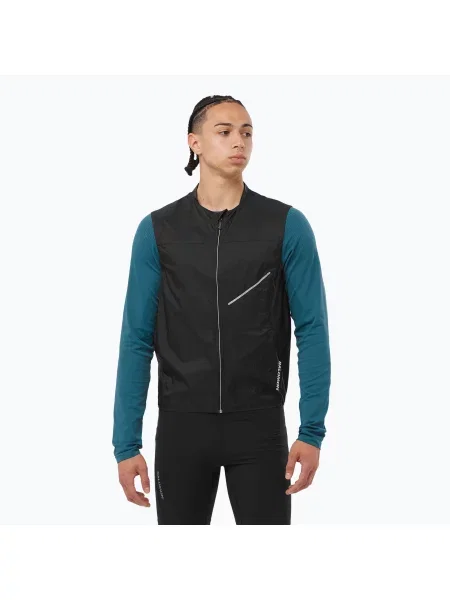 Bezrękawnik do biegania Salomon Sense Aero Wind deep black czarna