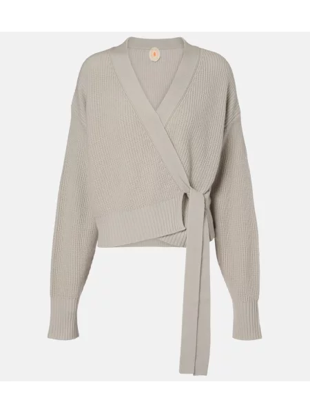 Kardigan Jardin Des Orangers wełniany kopertowy szary