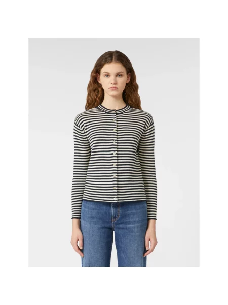 Lniany kardigan Weekend Max Mara niebieski