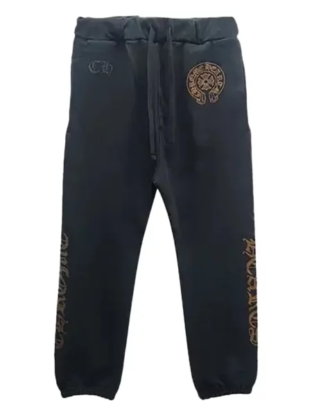 Pantaloni sport Chrome Hearts cu motiv cu inimi negru