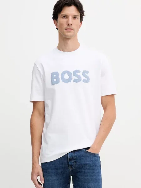 Тениска BOSS Orange с принт бяло