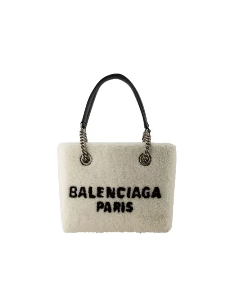 Lniana torebka Balenciaga beżowa