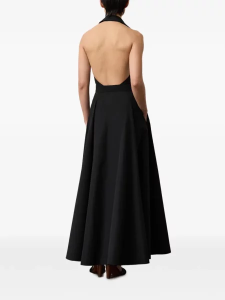 Рокля Ralph Lauren Collection с халтер деколте разперена яка черно