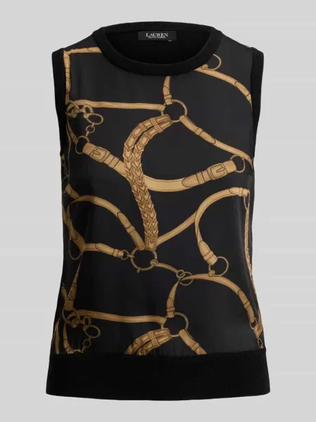 Bluzka bez rękawów o kroju regular fit z mieszanki bawełny Lauren Ralph Lauren czarna