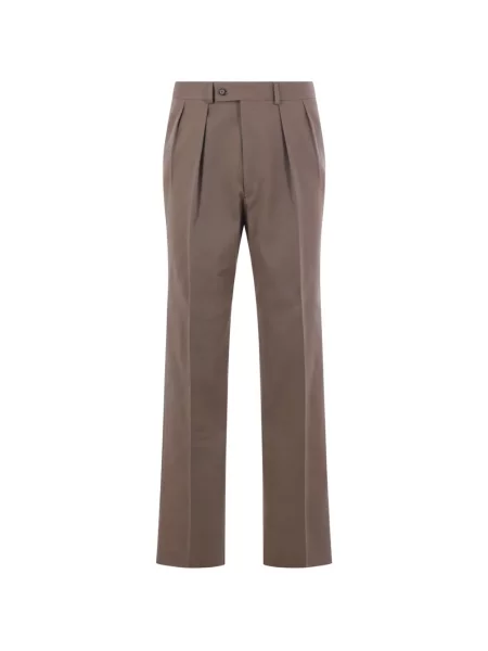 Pantaloni Caruso plisate maro