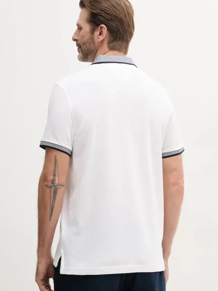 Polo tričko s lněnou směsí Tommy Hilfiger bílá