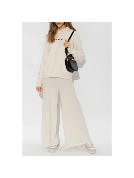 Bluza z kapturem Jil Sander z kapturem z logo beżowa