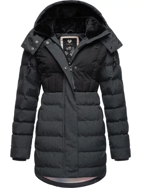 Ragwear Zimní parka Ashanta tmavě šedá černá