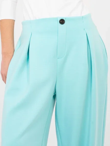 Pantaloni Italy Moda cu talie înaltă turcoaz
