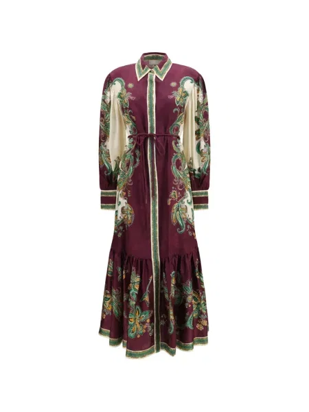 Rochie tip cămașă Alemais de mătase cu model floral violet