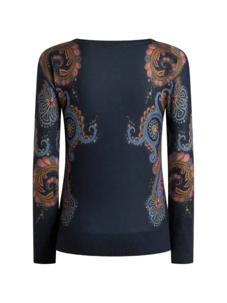 Μεταξωτός πουλόβερ Etro με σχέδιο paisley μπλε