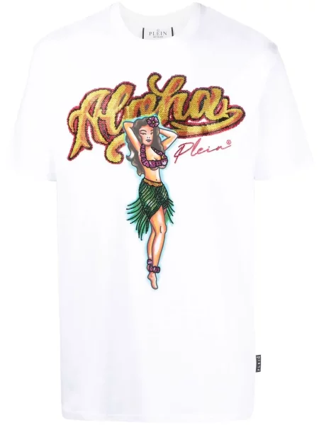 Tricou Philipp Plein cu imagine alb
