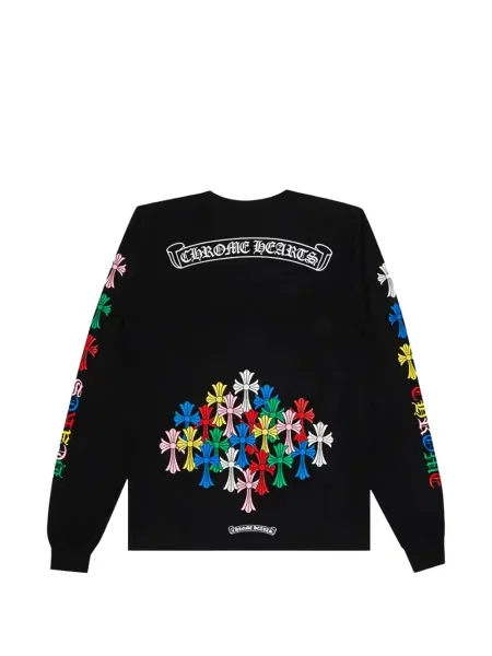 Дълго тениска Chrome Hearts със сърца черно