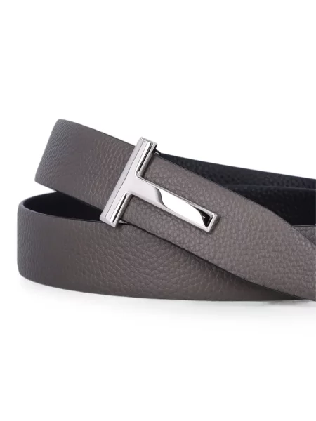 Reversibil curea Tom Ford cu autograf gri