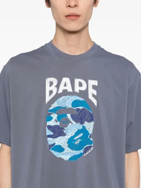 Тениска A Bathing Ape® с принт синьо